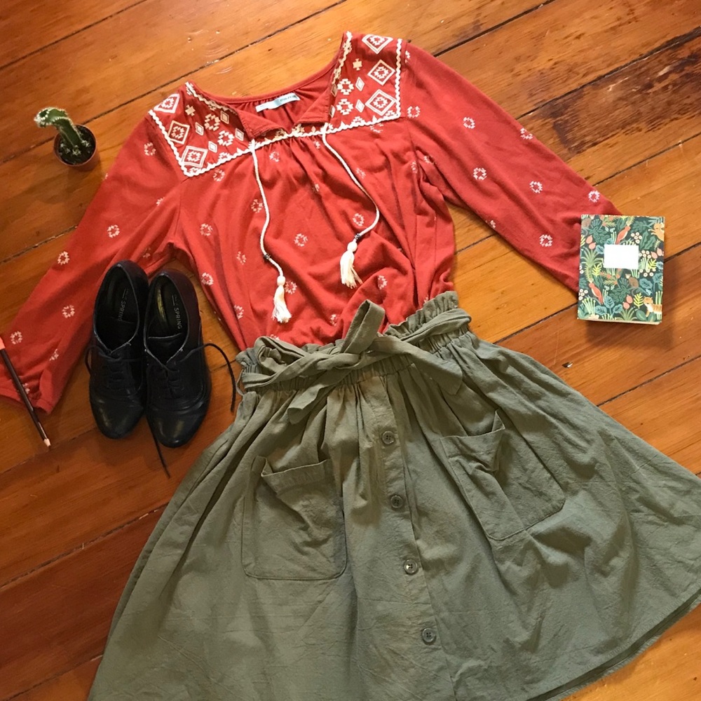 Red Peasant Blouse